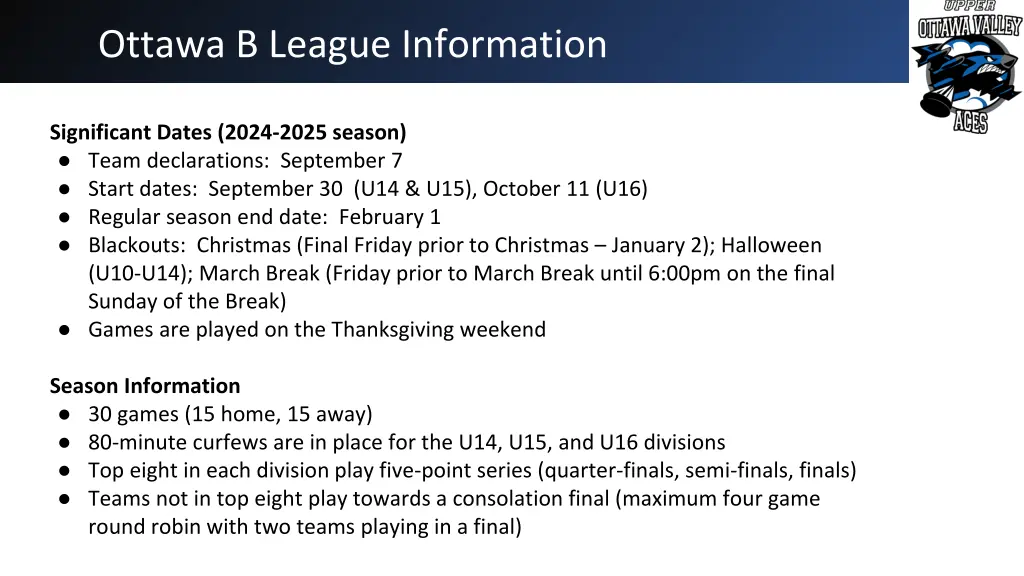 ottawa b league information