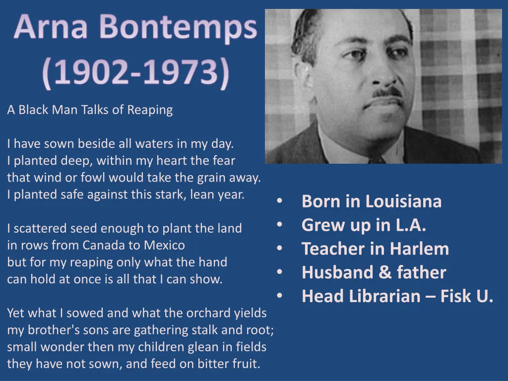 arna bontemps 1902 1973