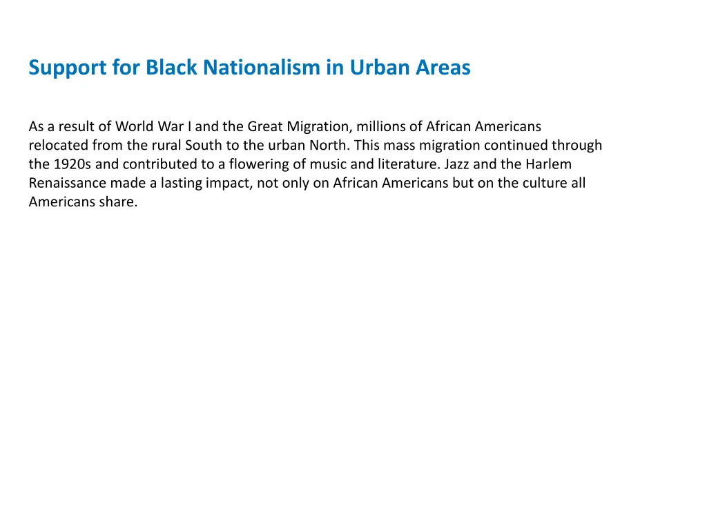 support for black nationalism in urban areas