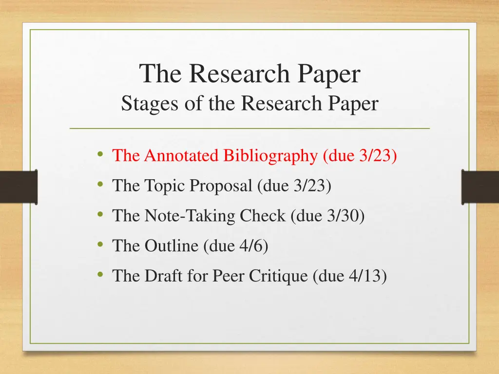 the research paper stages of the research paper 1