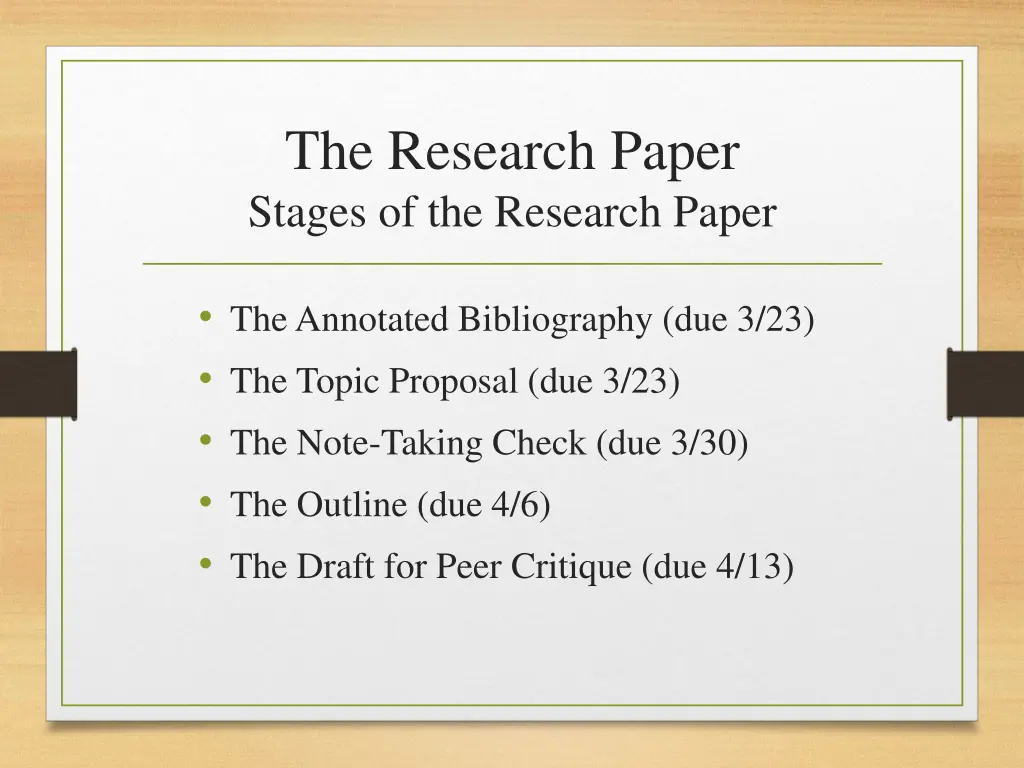 the research paper stages of the research paper