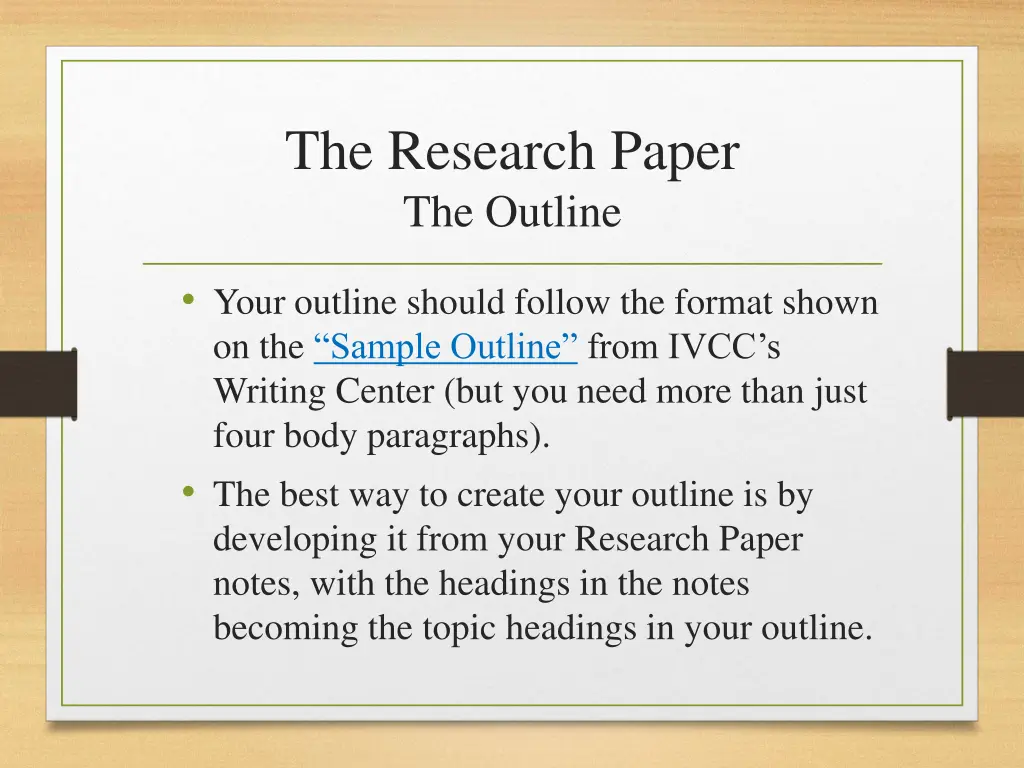 the research paper the outline 1