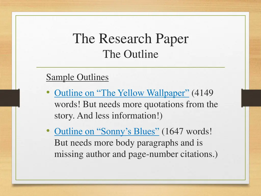 the research paper the outline 4