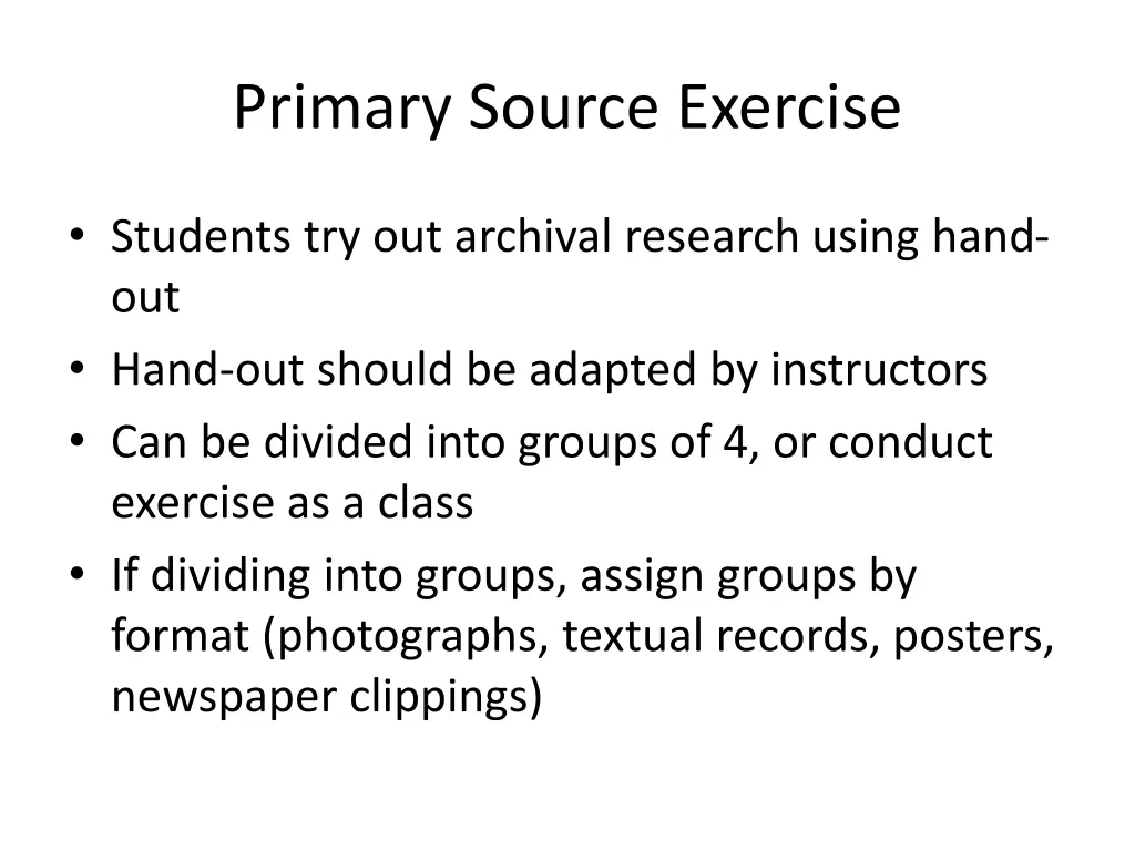 primary source exercise