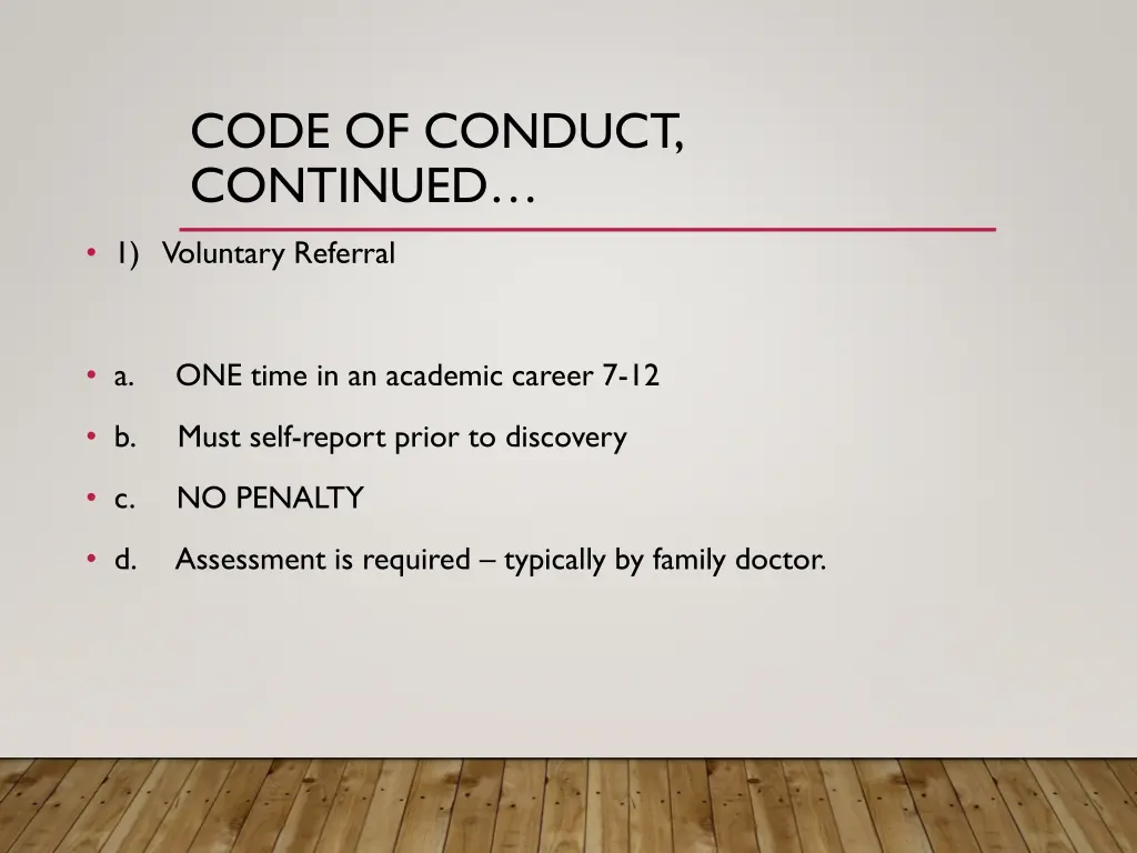 code of conduct continued