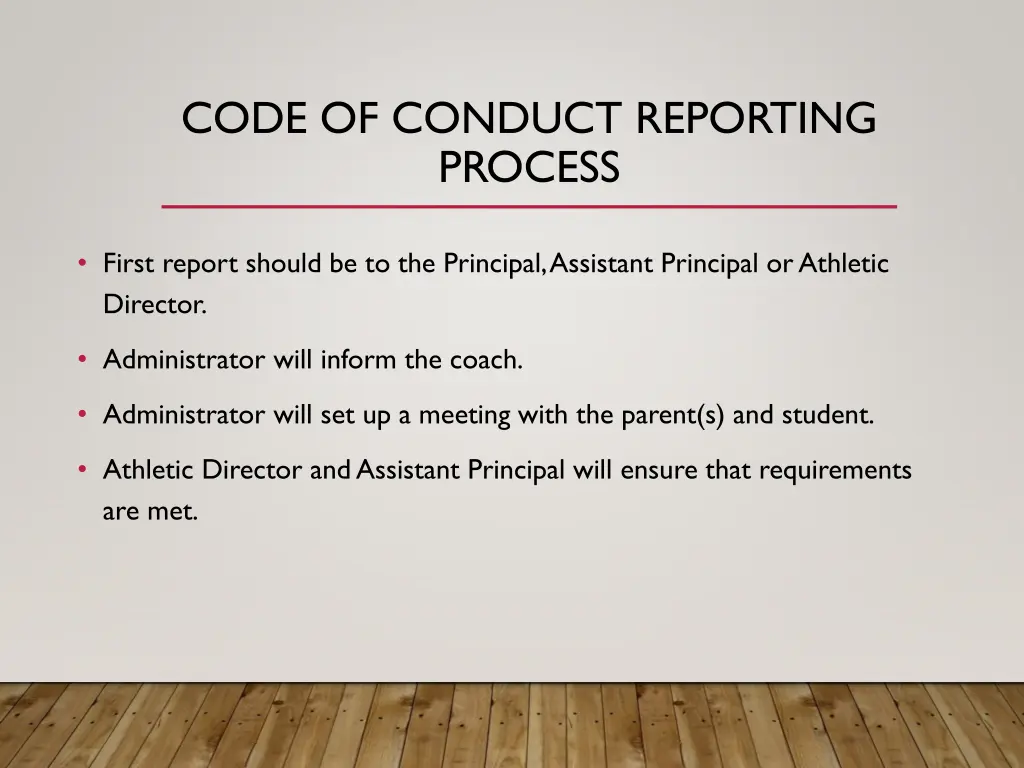 code of conduct reporting process