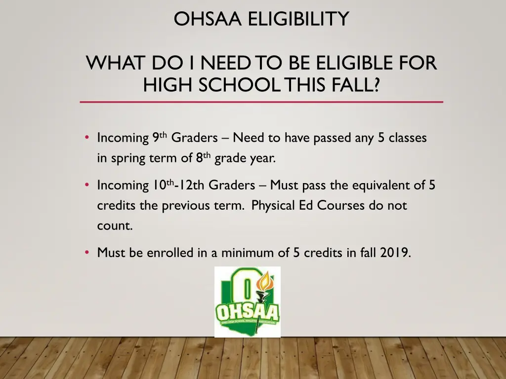 ohsaa eligibility 1