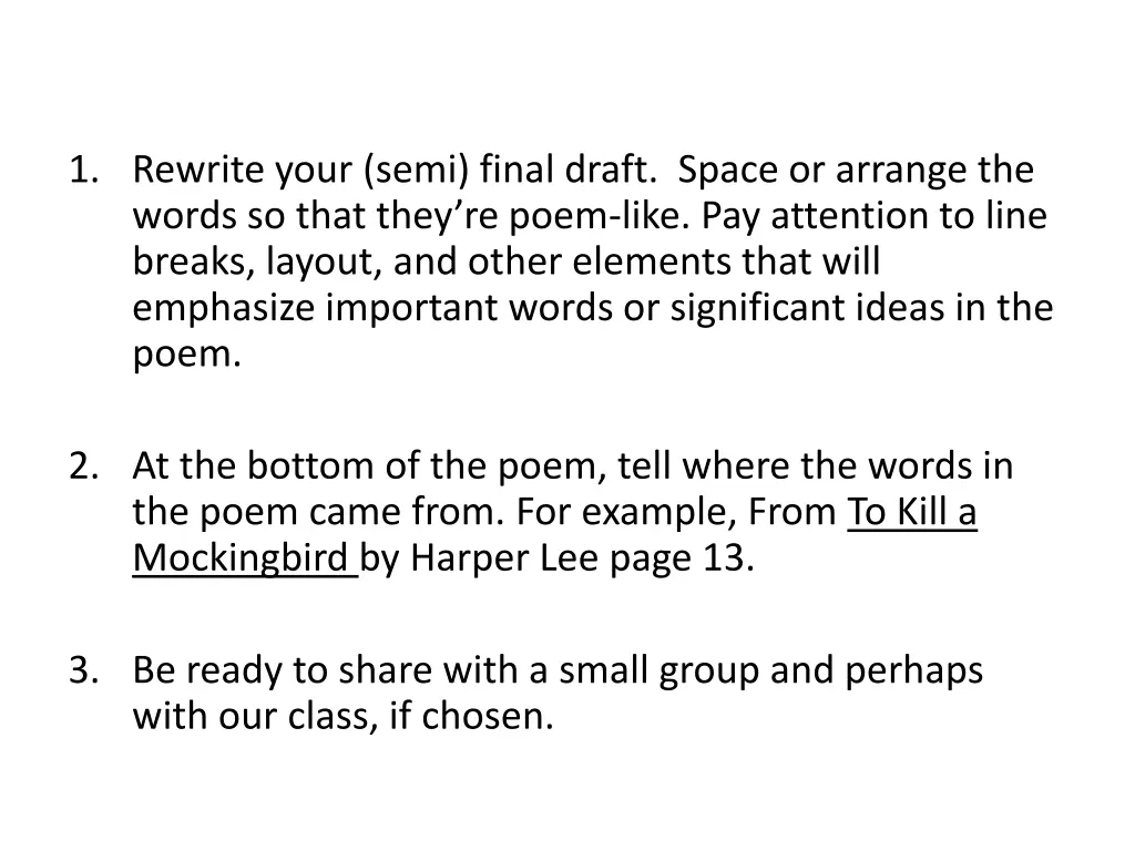 1 rewrite your semi final draft space or arrange