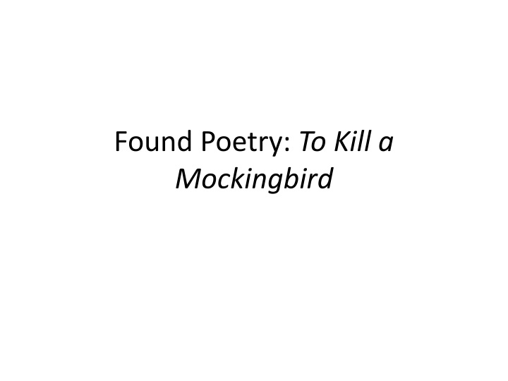 found poetry to kill a mockingbird