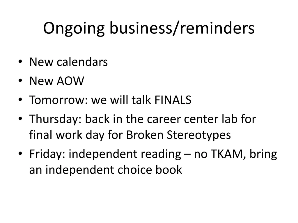 ongoing business reminders