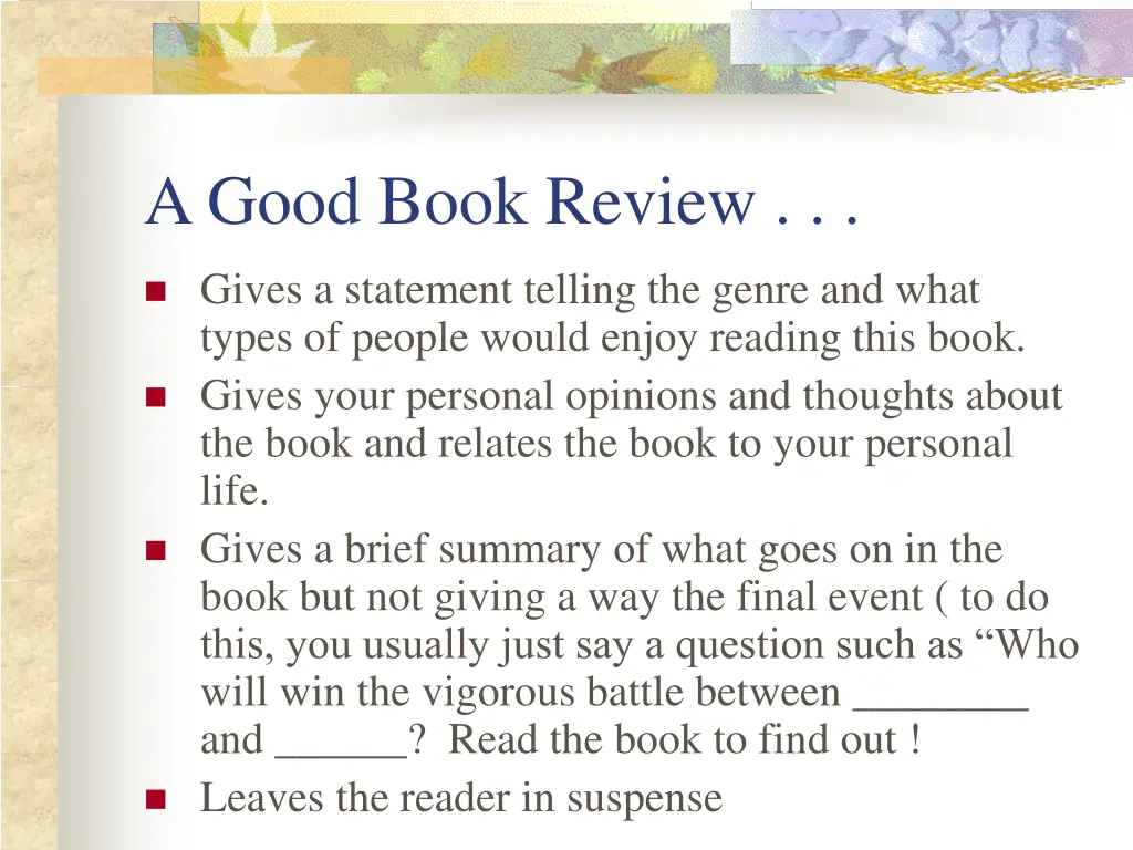 a good book review