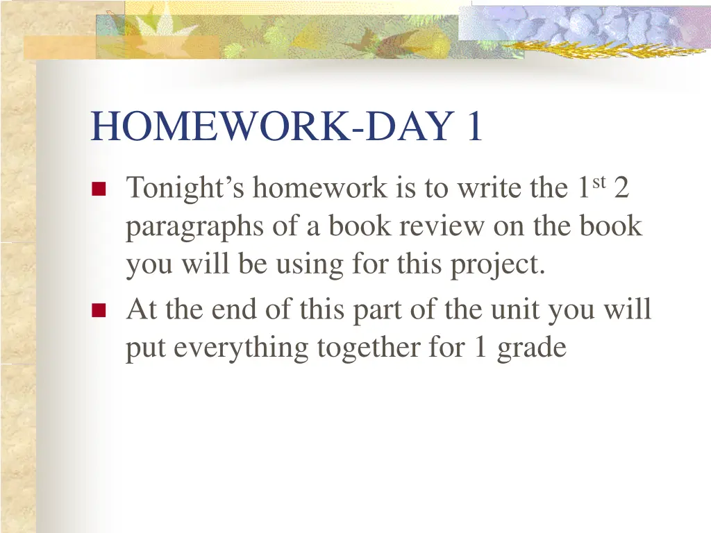 homework day 1