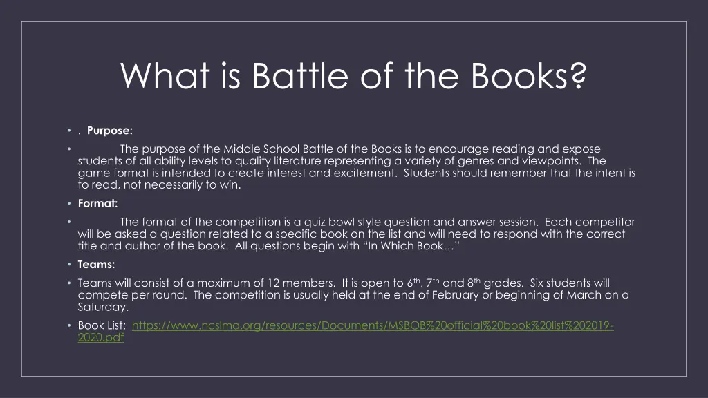 what is battle of the books