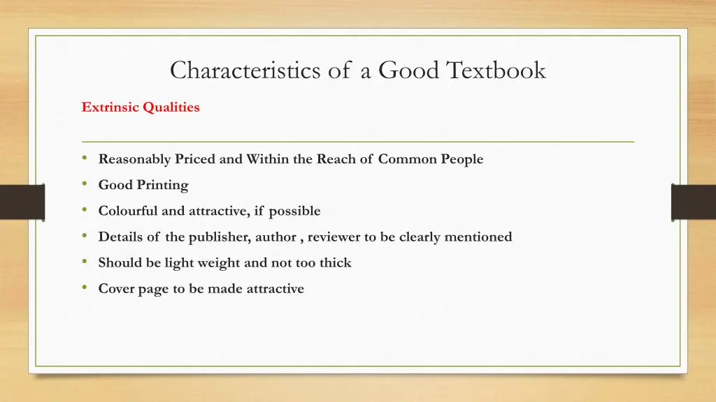 characteristics of a good textbook 1