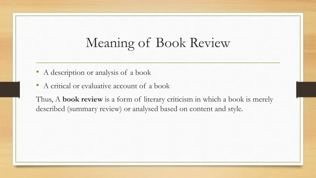 meaning of book review