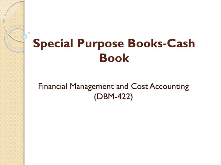 special purpose books cash book