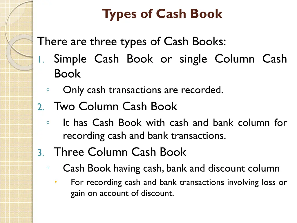 types of cash book