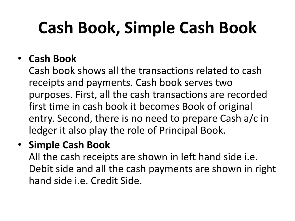 cash book simple cash book