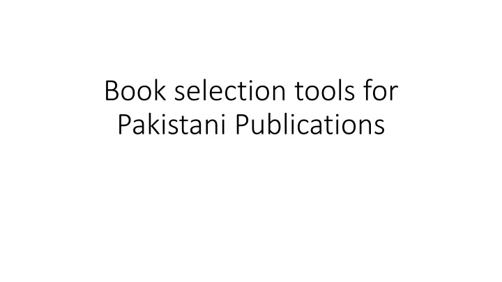 book selection tools for pakistani publications