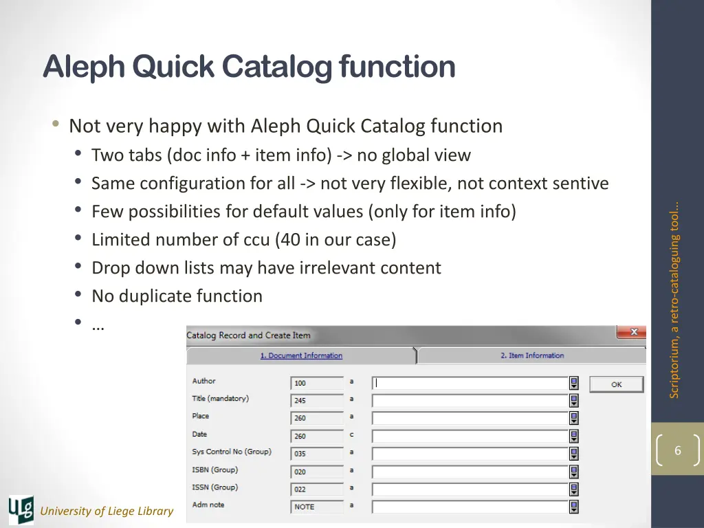 aleph quick catalog function