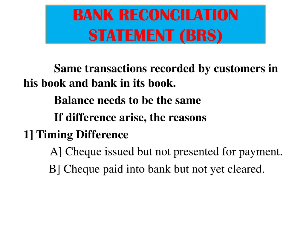 bank reconcilation statement brs