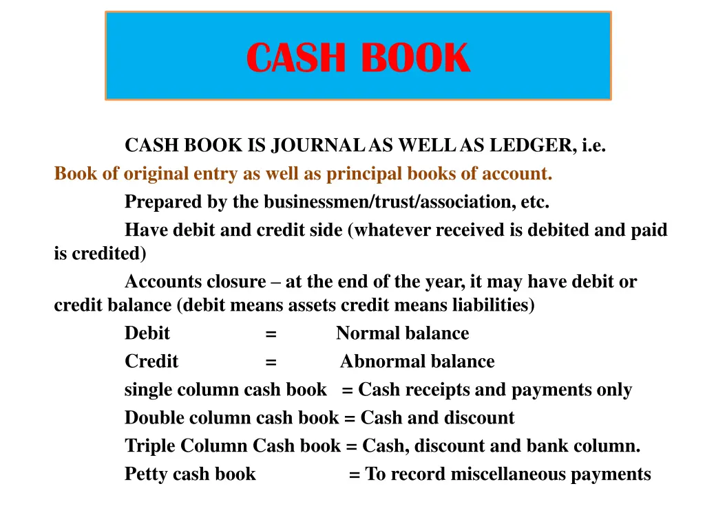 cash book