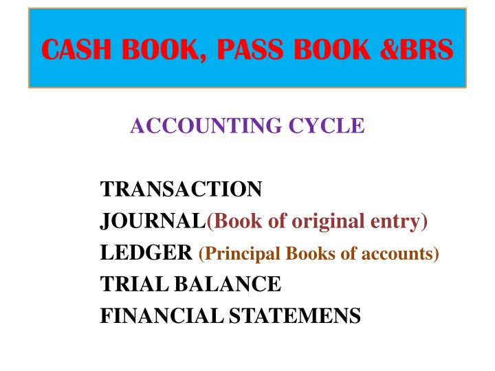 cash book pass book brs