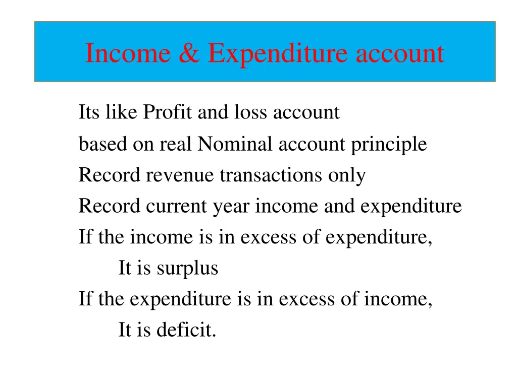 income expenditure account