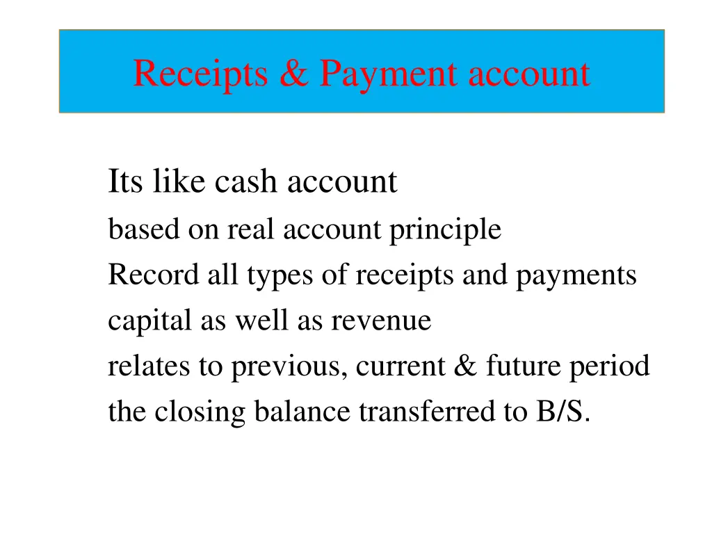 receipts payment account