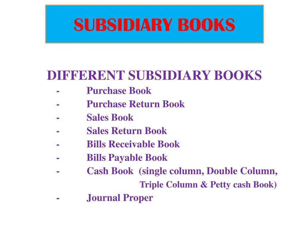 subsidiary books