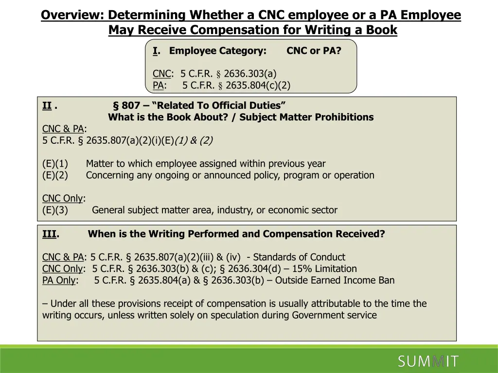 overview determining whether a cnc employee