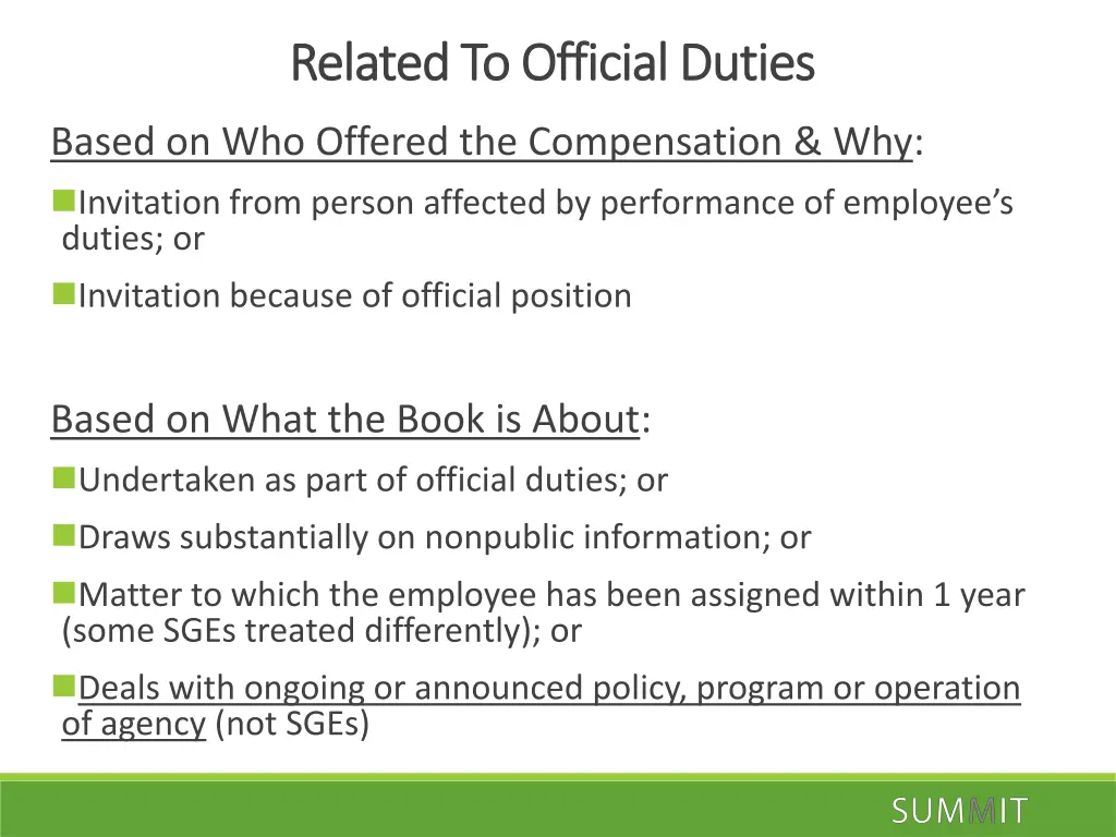 related to official duties related to official