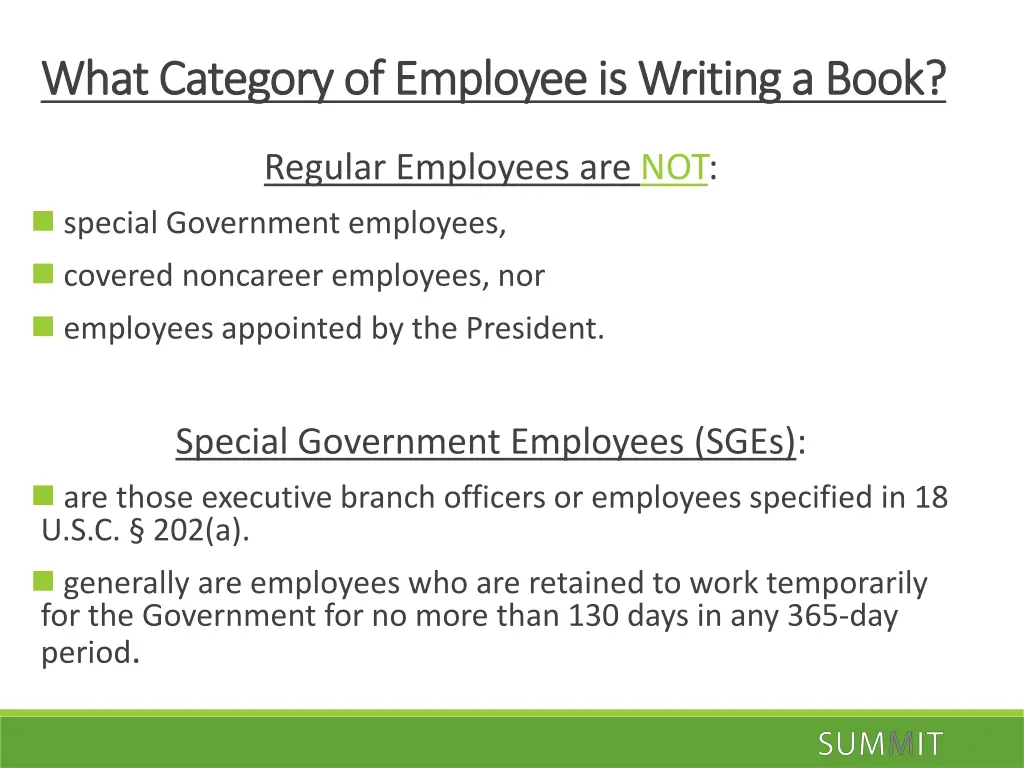 what category of employee is writing a book what