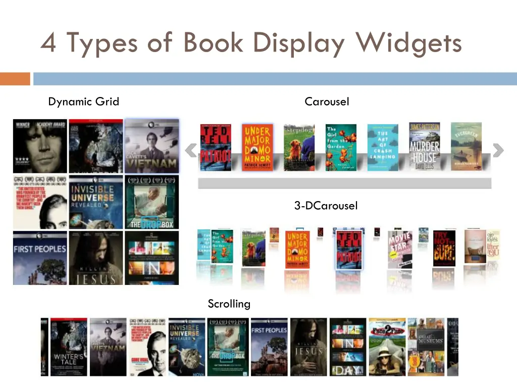 4 types of book display widgets