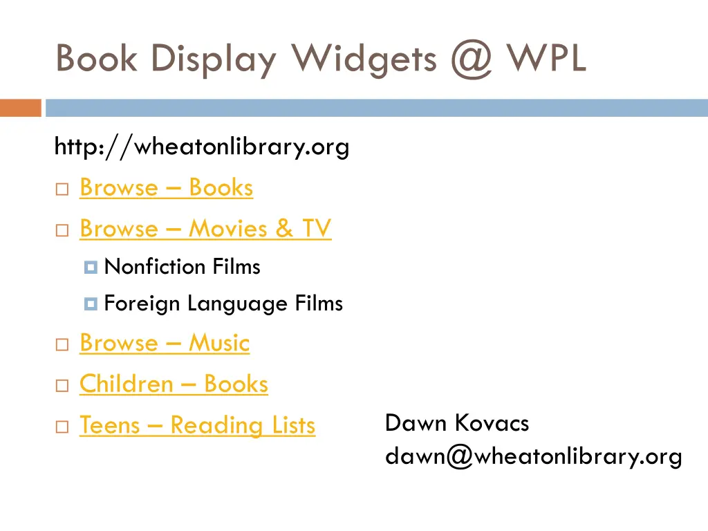 book display widgets @ wpl