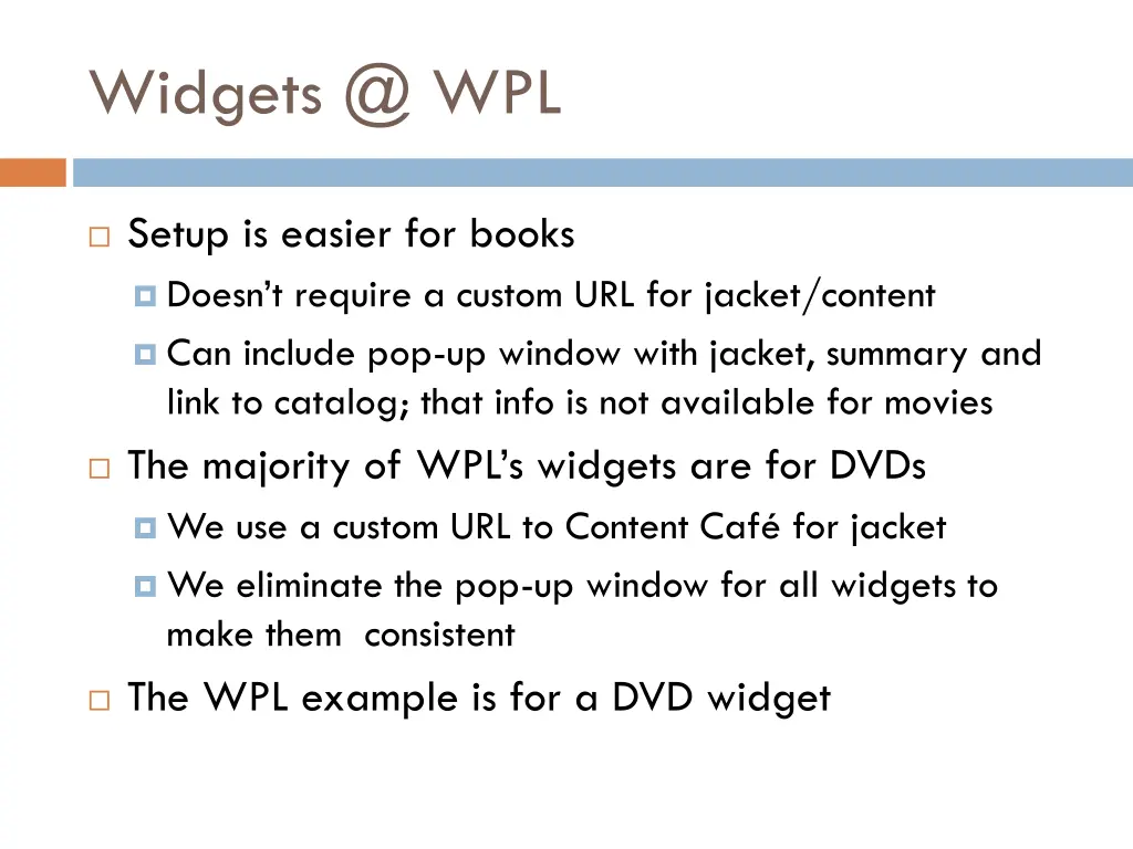 widgets @ wpl