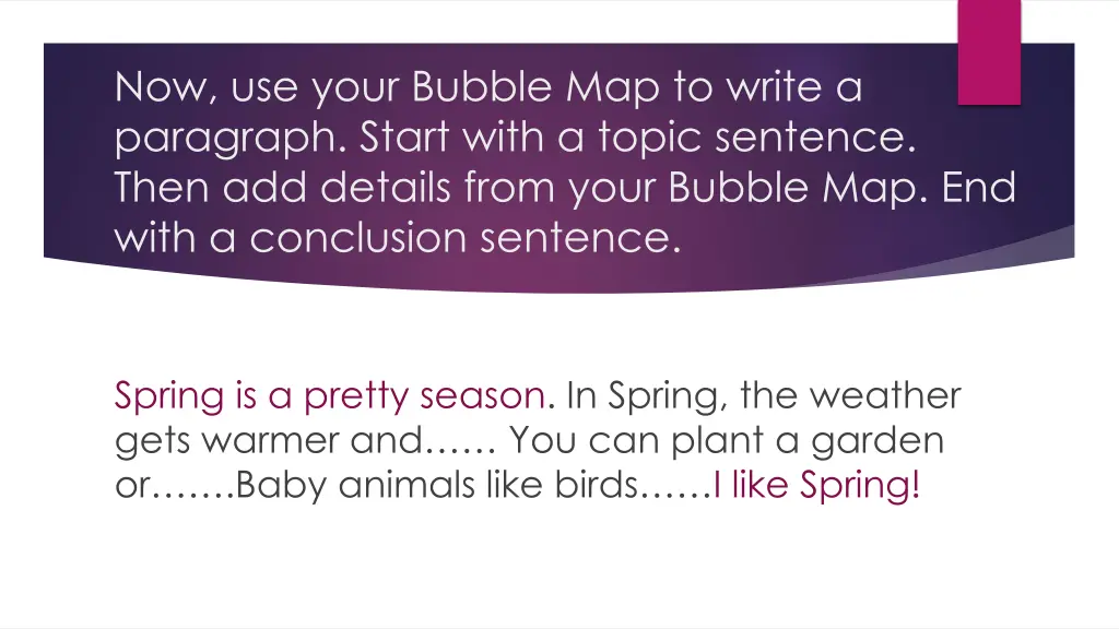 now use your bubble map to write a paragraph