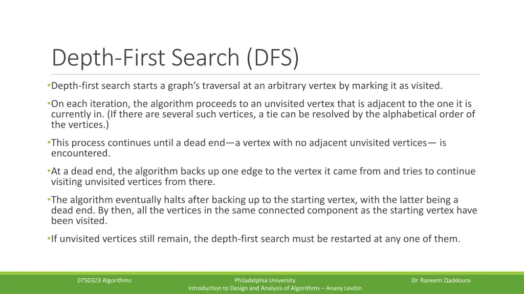 depth first search dfs