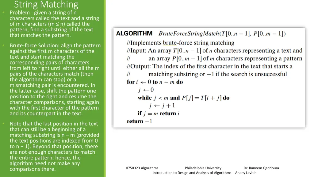 string matching problem given a string