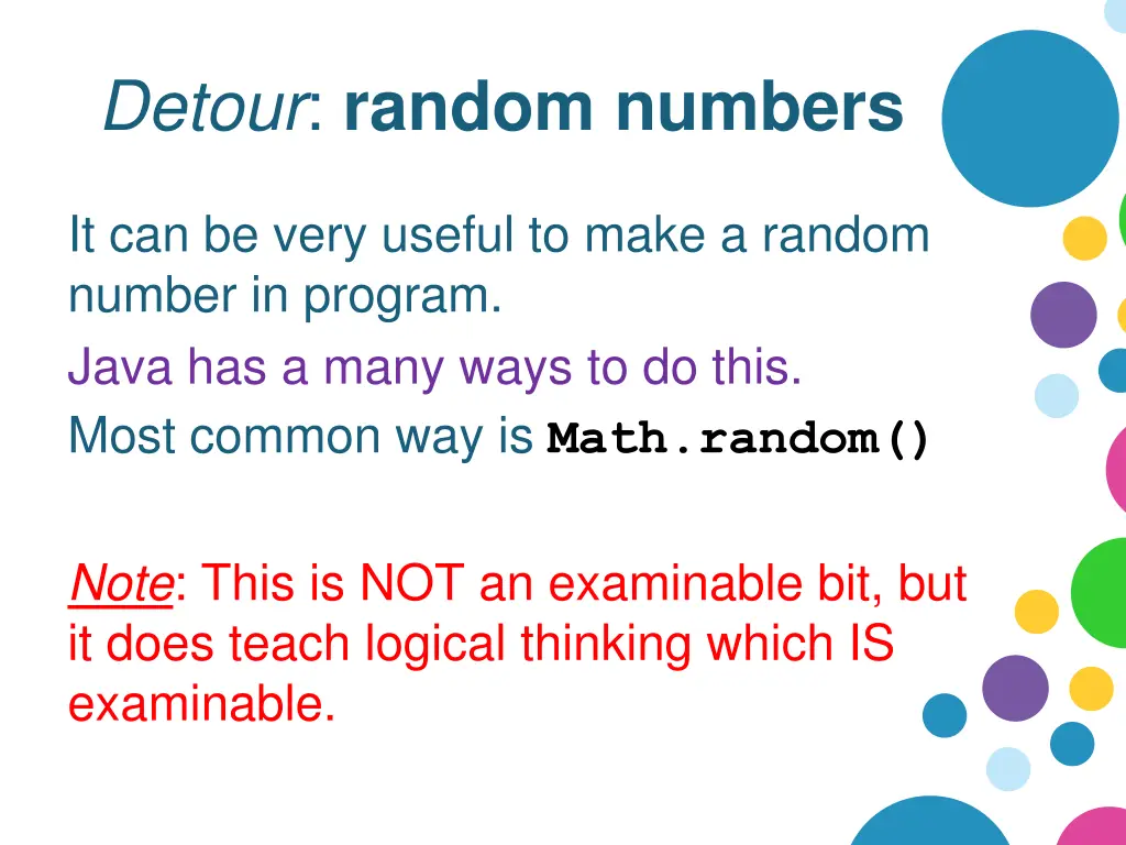 detour random numbers