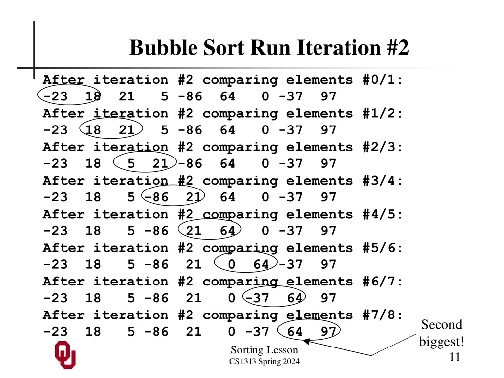 bubble sort run iteration 2