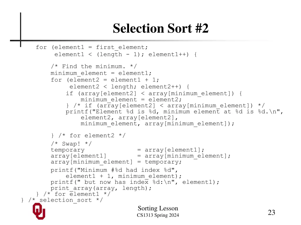 selection sort 2