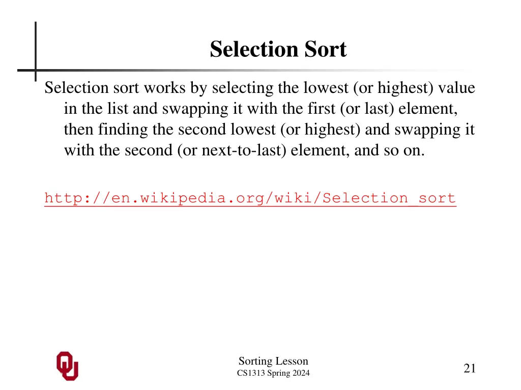 selection sort