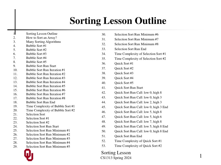 sorting lesson outline