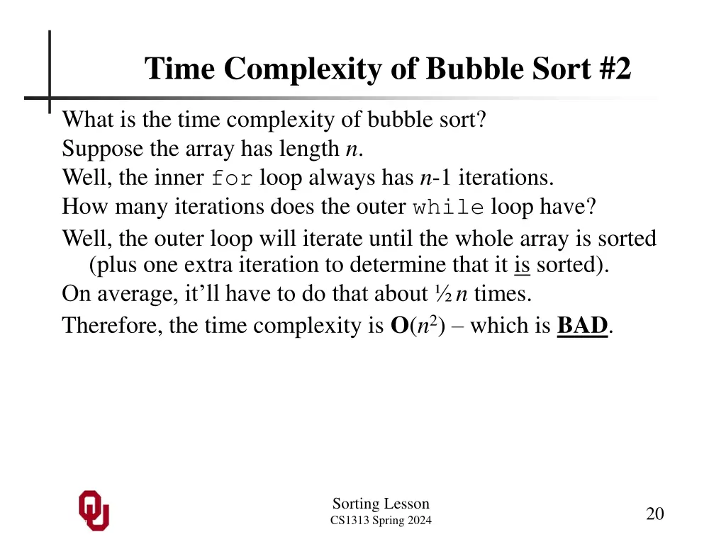 time complexity of bubble sort 2