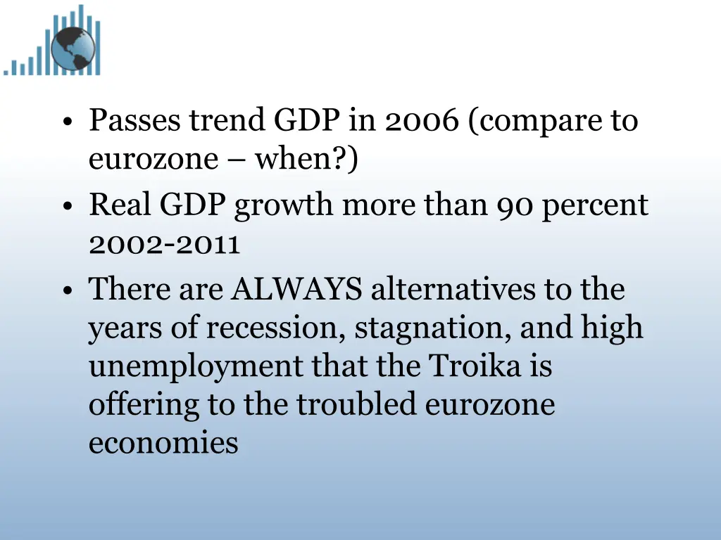 passes trend gdp in 2006 compare to eurozone when