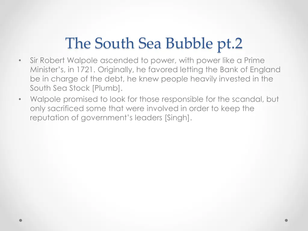 the south sea bubble pt 2 sir robert walpole