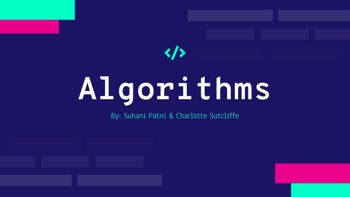 algorithms by suhani patni charlotte sutcliffe