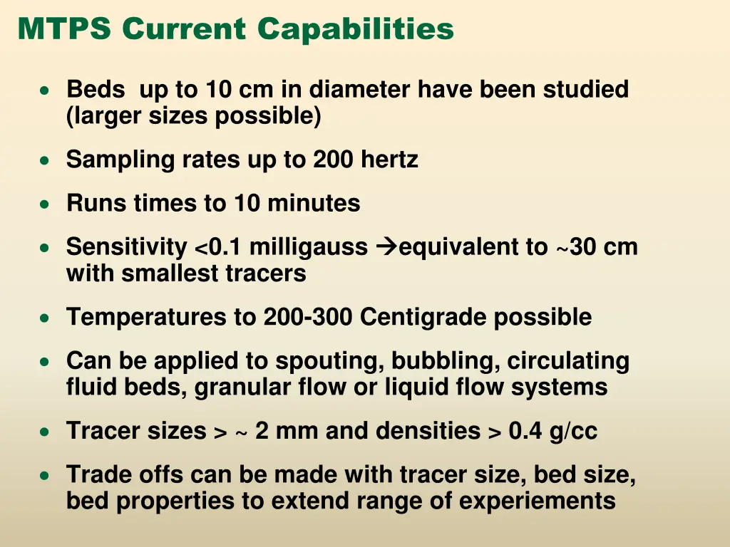 mtps current capabilities