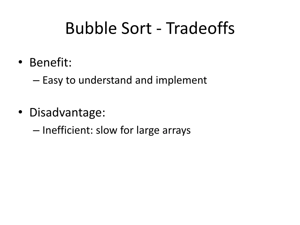 bubble sort tradeoffs